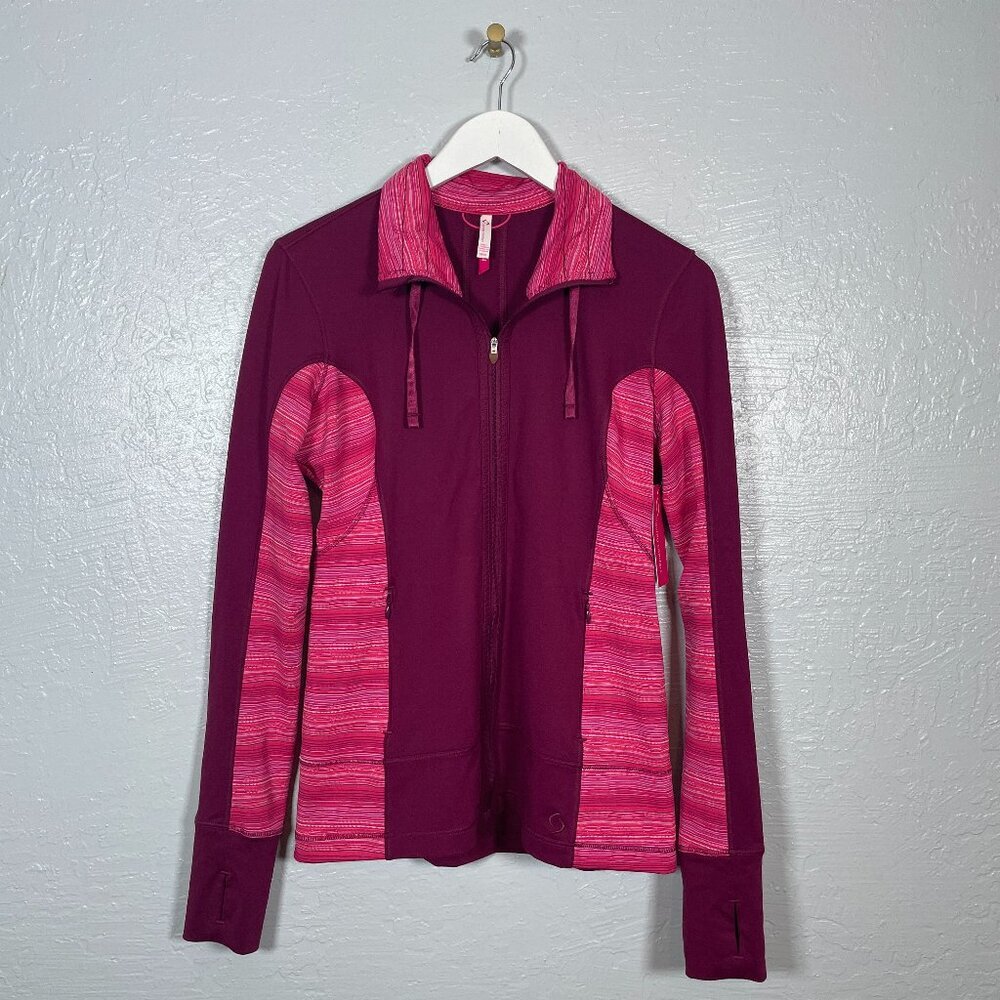 Moving Comfort Women M Maroon Pink Crimson Foxie Full Zip Coat Jacket Pocket Run